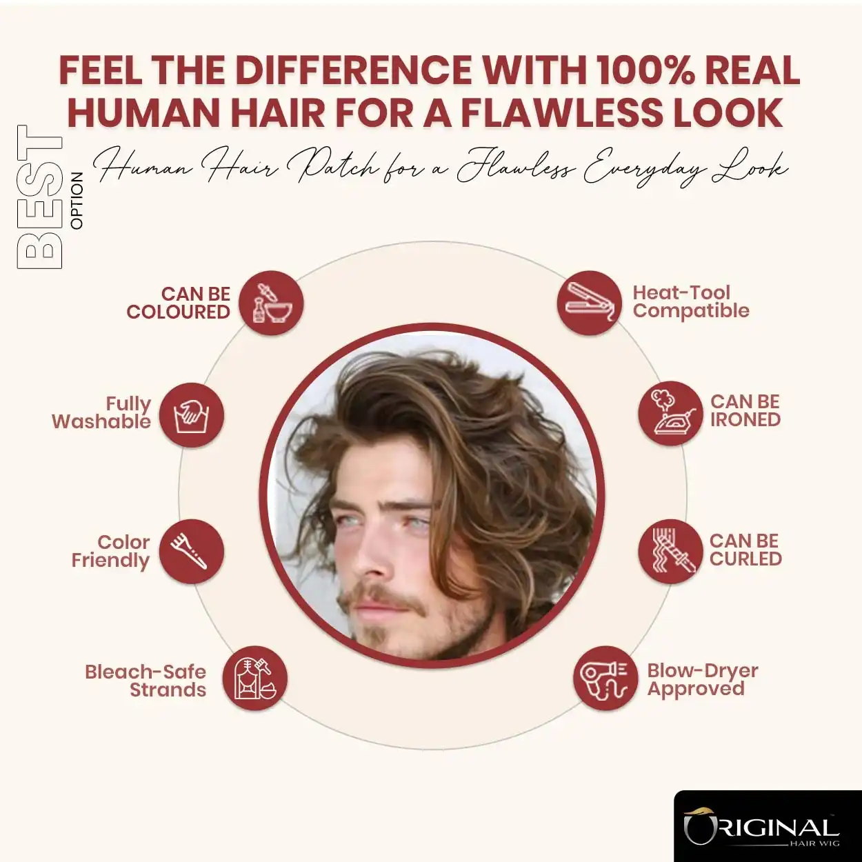 Golden Hair Patch Lightweight Natural Movement Real Hair Finish